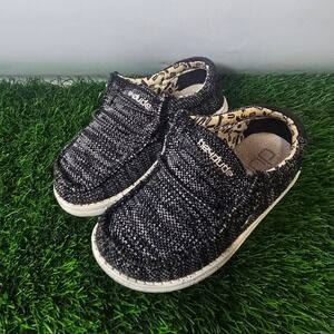 Hey Dude Wendy Loafers Kids Size K 9 Black White Marl Slip On Sneakers